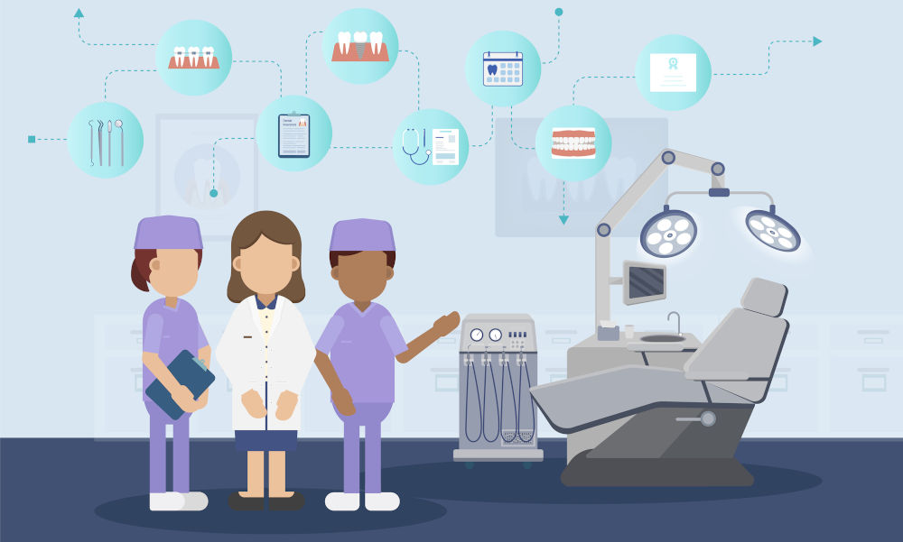 Dental care concept illustration highlighting a calming environment and patient comfort during dental visits.